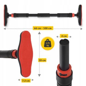 Універсальний розсувний турнік 4FIZJO для дверного прорізу ULTRA 66-100 см Black/Red (P-5905973400336) у Києві