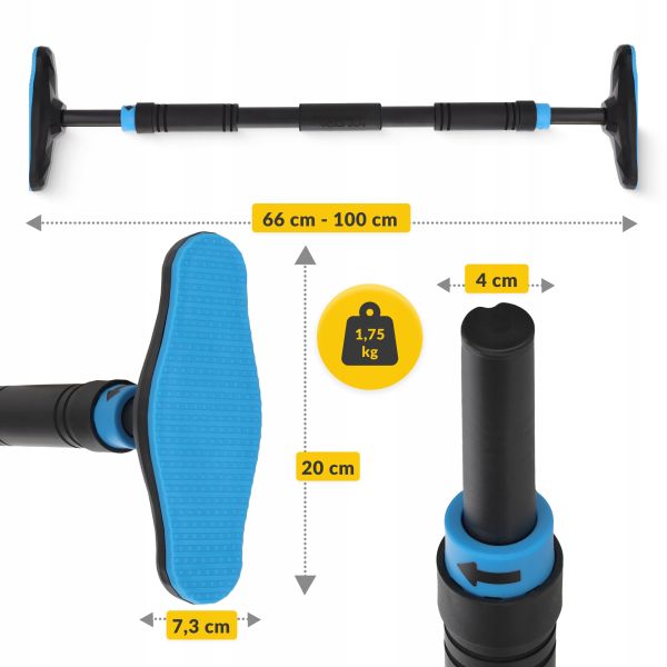 Професійний розсувний турнік 4FIZJO для дверного прорізу ULTRA 66-100 см Black/Blue (P-5905973400329)