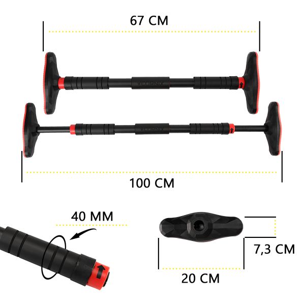 Домашній розсувний турнік в двері CORNIX Pro 67-100 см XR-0283 Black/Red