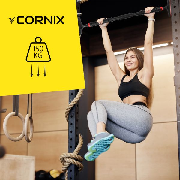 Домашній розсувний турнік в двері CORNIX Pro 90-130 см XR-0284 Black/Red