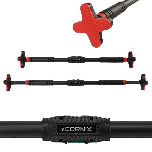 Домашній розсувний турнік в двері CORNIX Pro+ 90-130 см XR-0287 Black/Red