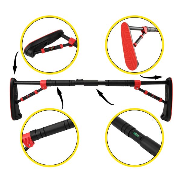 Домашній розсувний турнік в двері CORNIX Elite 85-120 см XR-0290 Black/Red