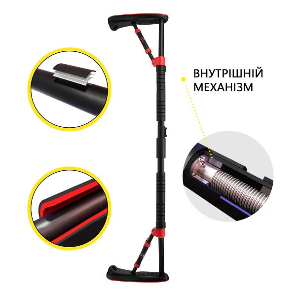 Домашній розсувний турнік в двері CORNIX Elite 105-140 см XR-0291 Black/Red
