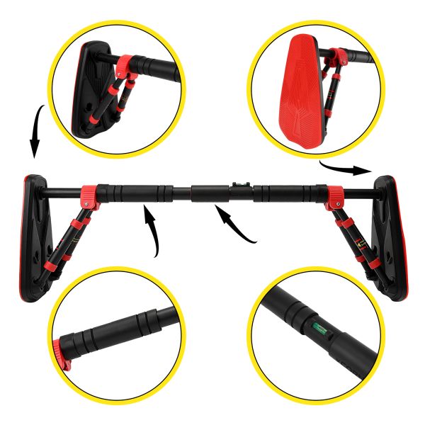 Домашній розсувний турнік в двері CORNIX Elite+ 85-120 см XR-0294 Black/Red