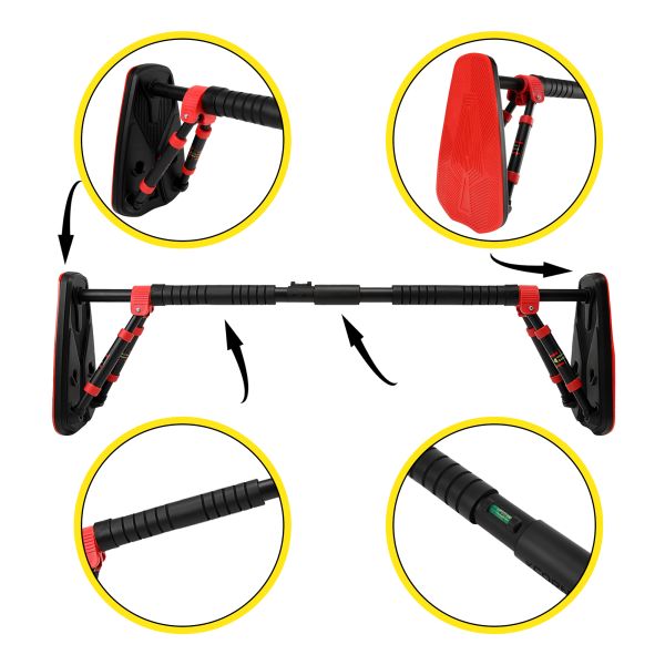 Домашній розсувний турнік в двері CORNIX Elite+ 110-140 см XR-0295 Black/Red