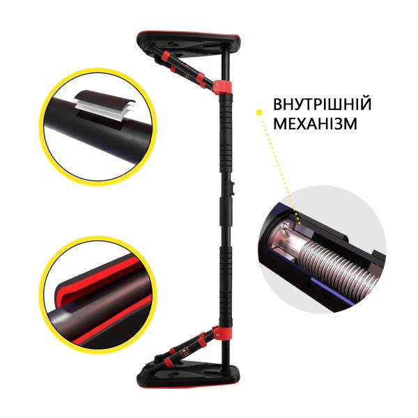 Домашній розсувний турнік в двері CORNIX Elite+ 110-140 см XR-0295 Black/Red