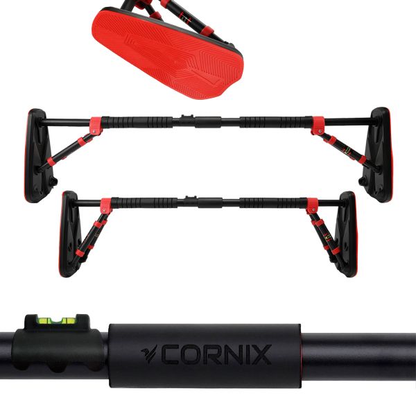 Домашній розсувний турнік в двері CORNIX Elite+ 110-140 см XR-0295 Black/Red