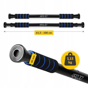 Універсальний розсувний турнік 4FIZJO для дверного прорізу Basic 61.5-100 см Black/Blue (P-5905973402705) у Києві