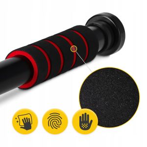 Універсальний розсувний турнік 4FIZJO для дверного прорізу Basic 61.5-100 см Black/Red (P-5905973402712) у Києві