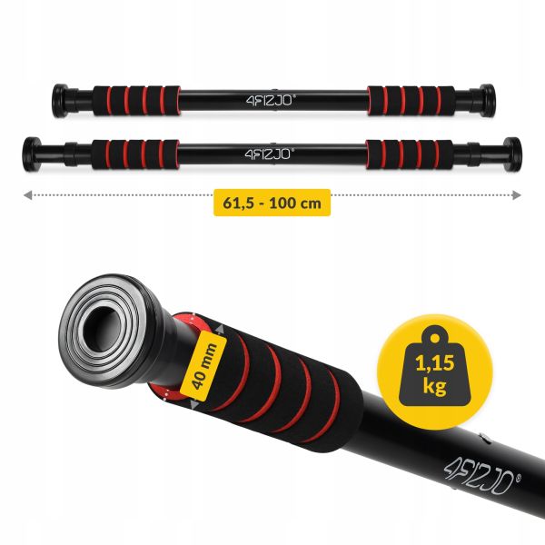 Професійний розсувний турнік 4FIZJO для дверного прорізу Basic 61.5-100 см Black/Red (P-5905973402712)
